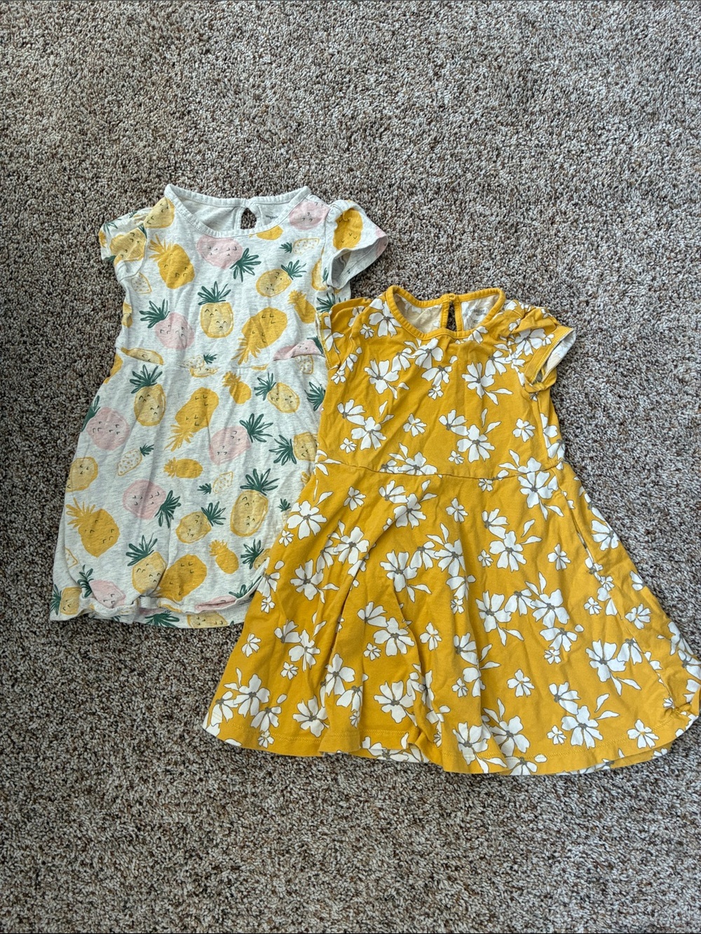 Girls' Yellow Floral Short-Sleeve Casual Dress